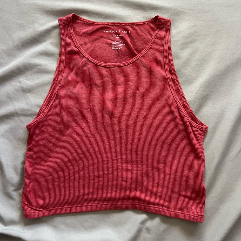 American Eagle Outfitters Pink Sleeveless Crop Tank Top
